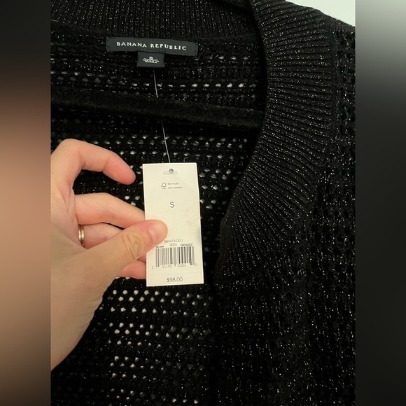 NWT Banana Republic 3/4 Sleeve Black and Gold Sparkle Cardigan Formal Small - Picture 2 of 4